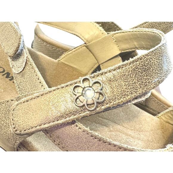 Romika Fidschi Gold Leather Adjustable Wedge Sandals Womens 8 Size 38 Shimmer - Picture 6 of 8